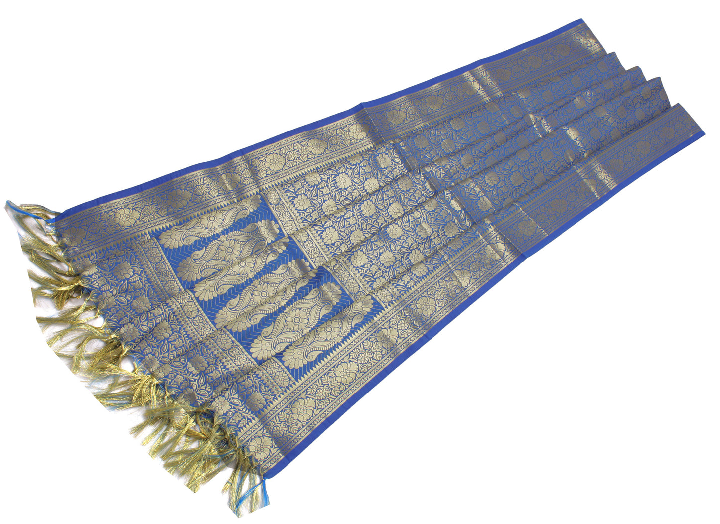 Blue Banarasi Dupatta Indian Art Silk Woven Zari Brocade Long Stole Scarves