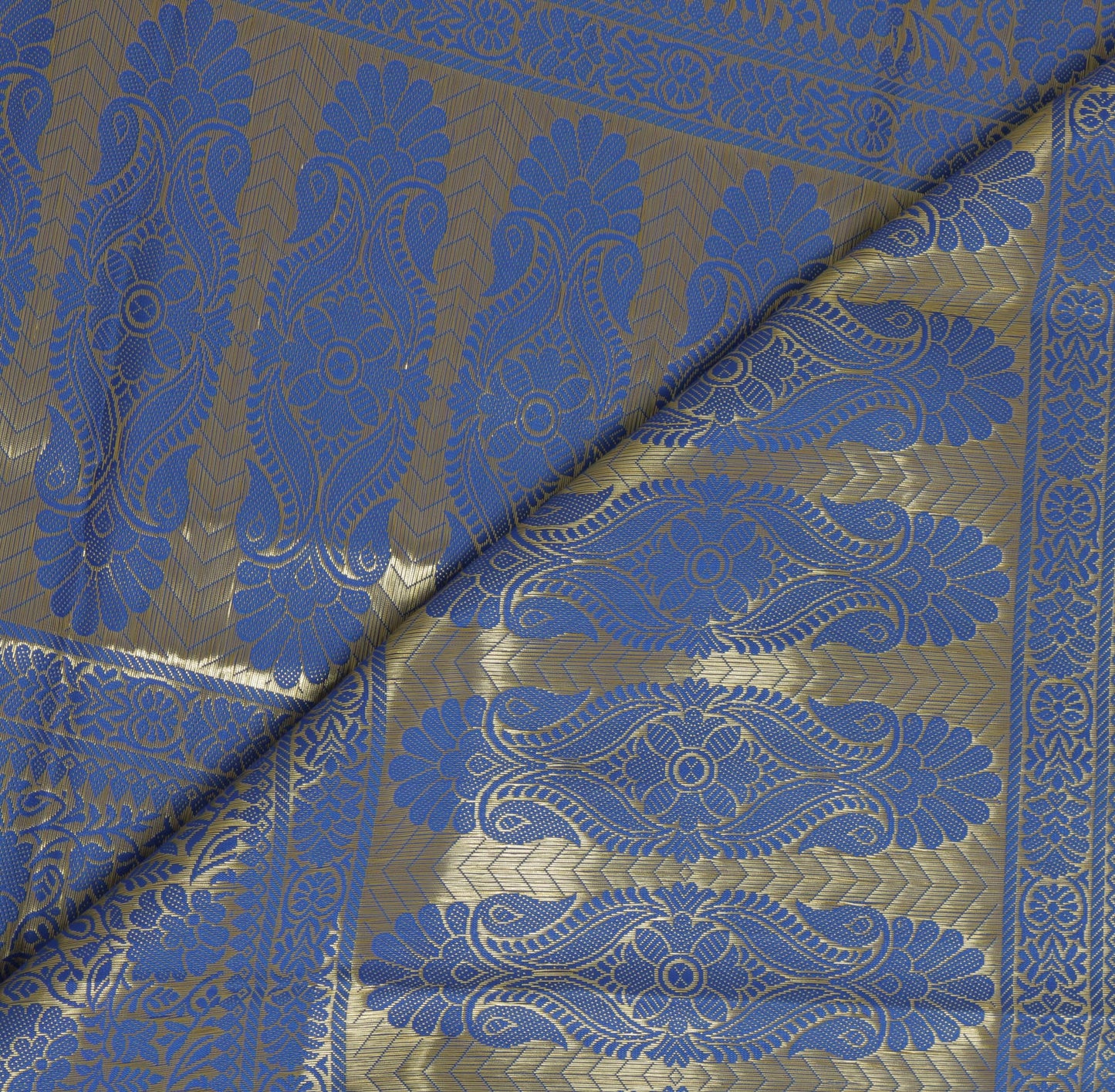 Blue Banarasi Dupatta Indian Art Silk Woven Zari Brocade Long Stole Scarves