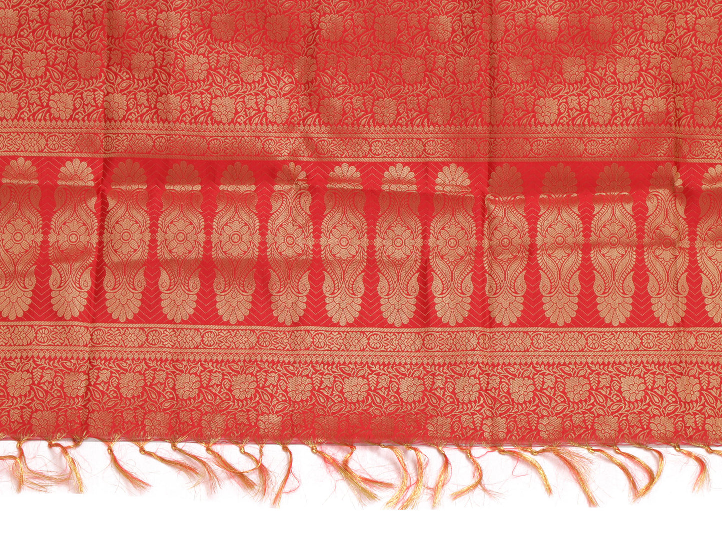 Red Banarasi Dupatta Indian Art Silk Woven Zari Brocade Long Stole Scarves