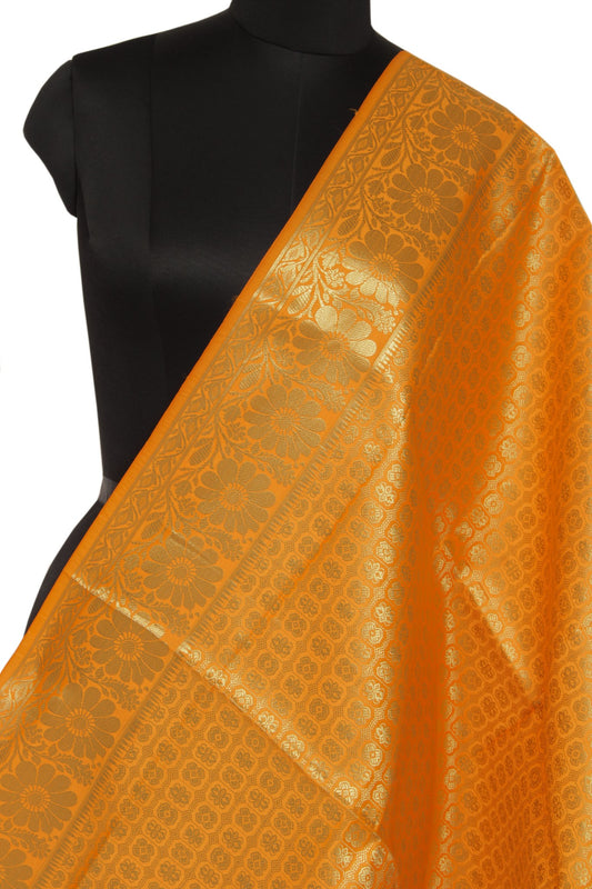 Orange Banarasi Dupatta Indian Art Silk Woven Zari Brocade Long Stole Scarves