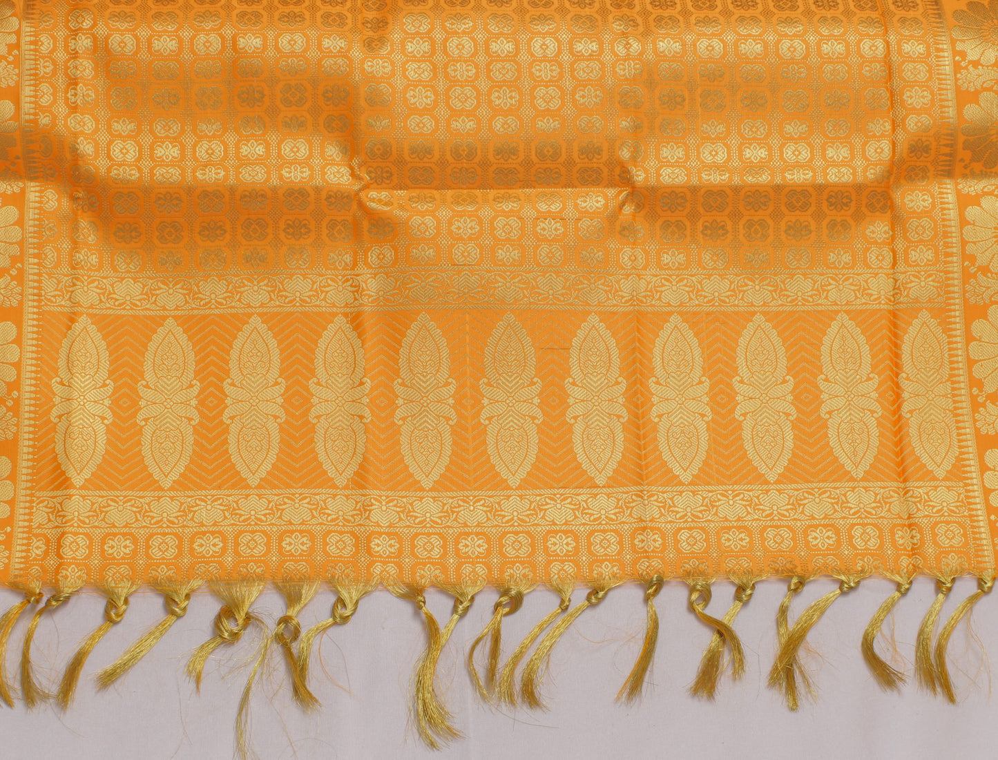 Orange Banarasi Dupatta Indian Art Silk Woven Zari Brocade Long Stole Scarves