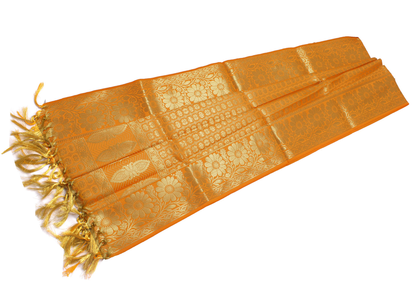 Orange Banarasi Dupatta Indian Art Silk Woven Zari Brocade Long Stole Scarves