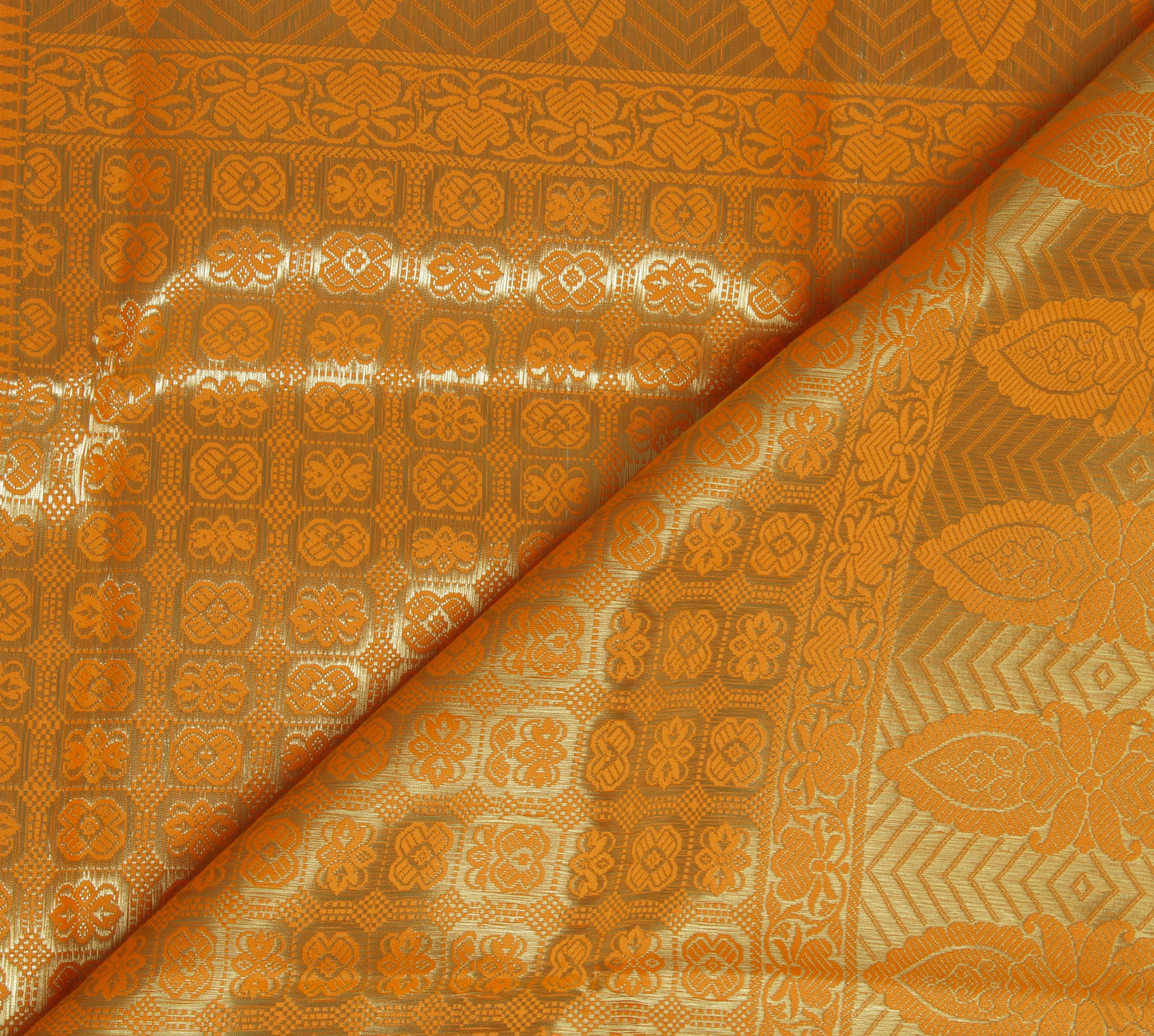 Orange Banarasi Dupatta Indian Art Silk Woven Zari Brocade Long Stole Scarves