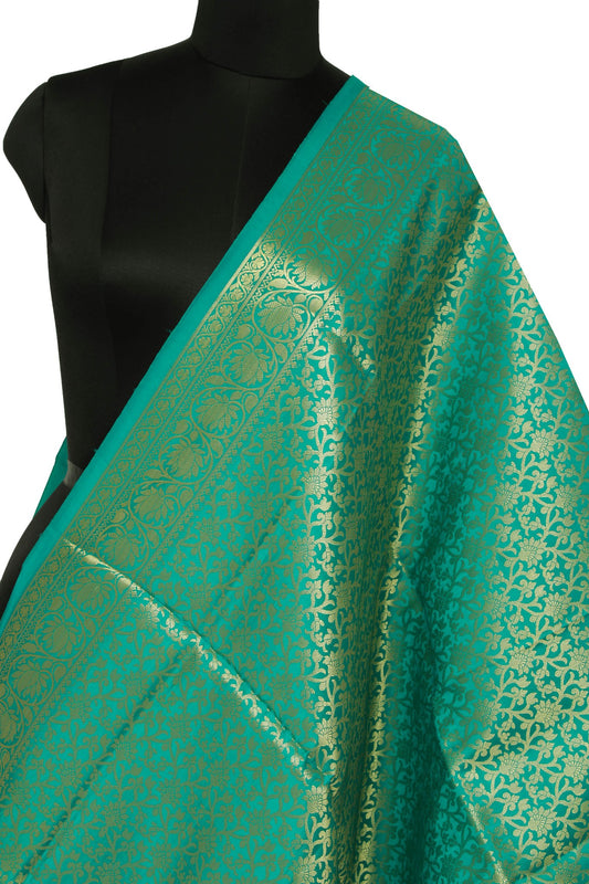 Green Banarasi Dupatta Indian Art Silk Woven Zari Brocade Long Stole Scarves