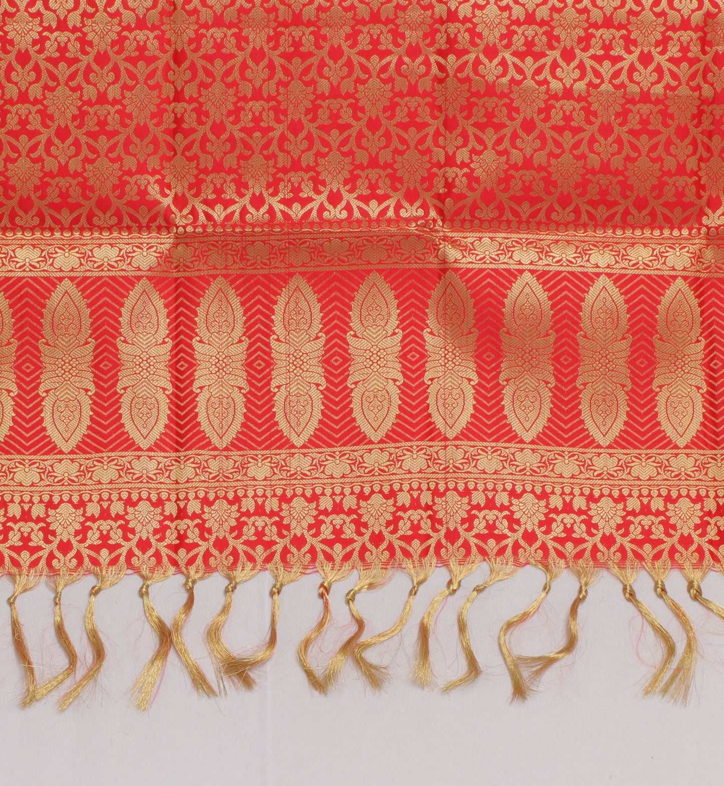 Red Banarasi Dupatta Indian Art Silk Woven Zari Brocade Long Stole Scarves