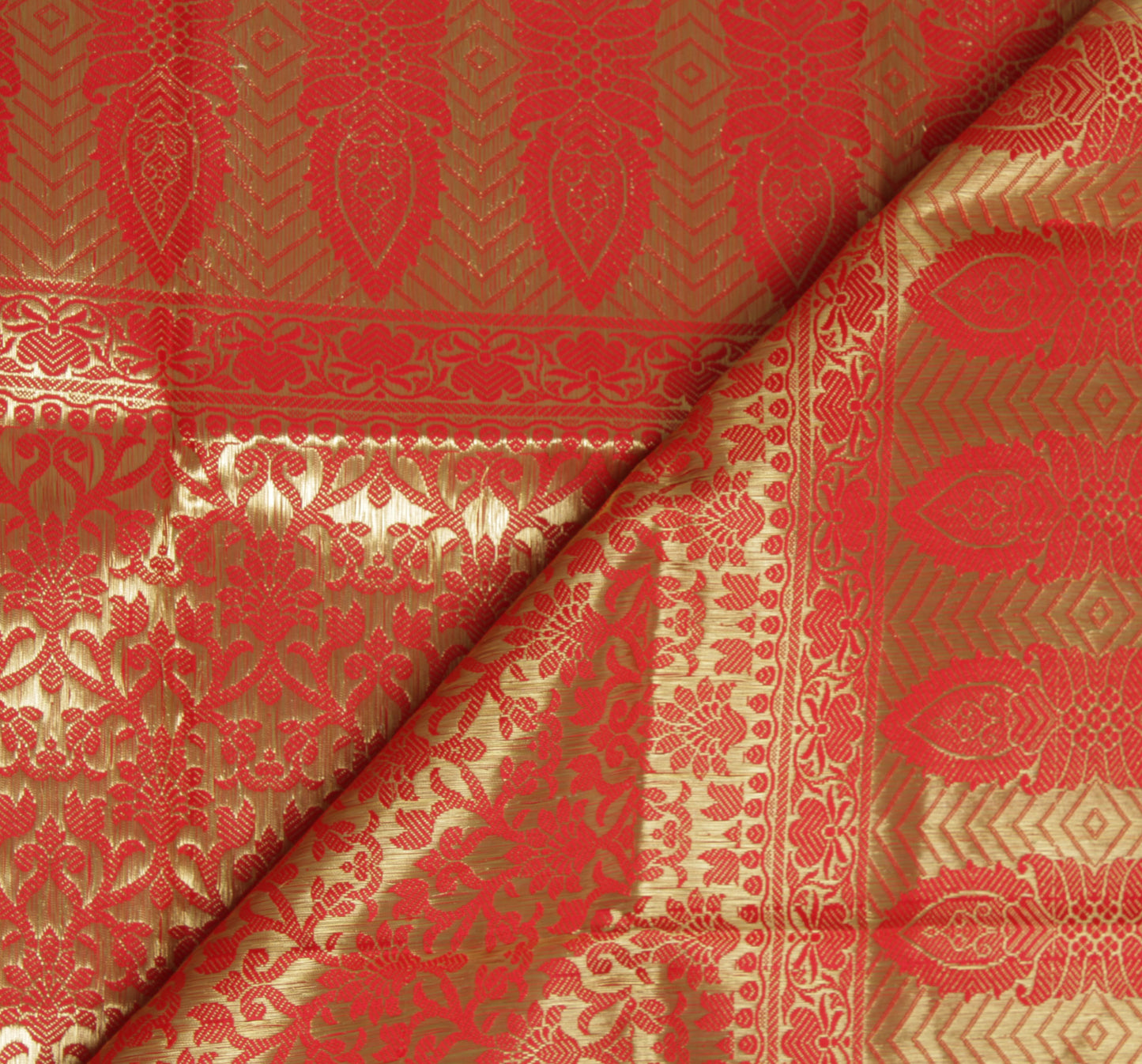 Red Banarasi Dupatta Indian Art Silk Woven Zari Brocade Long Stole Scarves