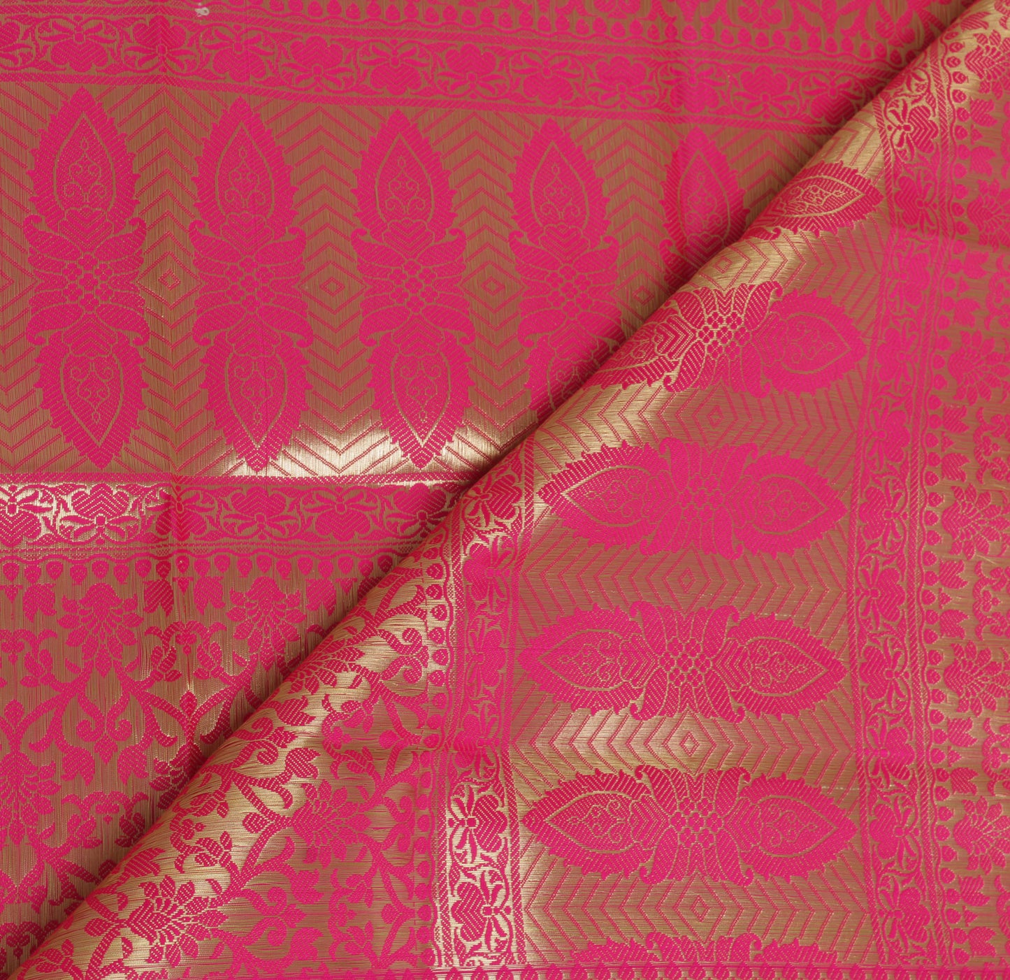 Hot Pink Banarasi Dupatta Indian Art Silk Woven Zari Brocade Long Stole Scarves