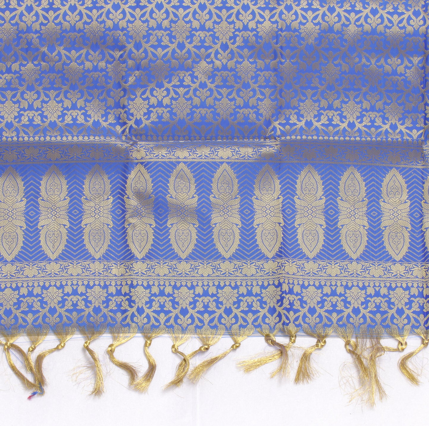 Blue Banarasi Dupatta Indian Art Silk Woven Zari Brocade Long Stole Scarves