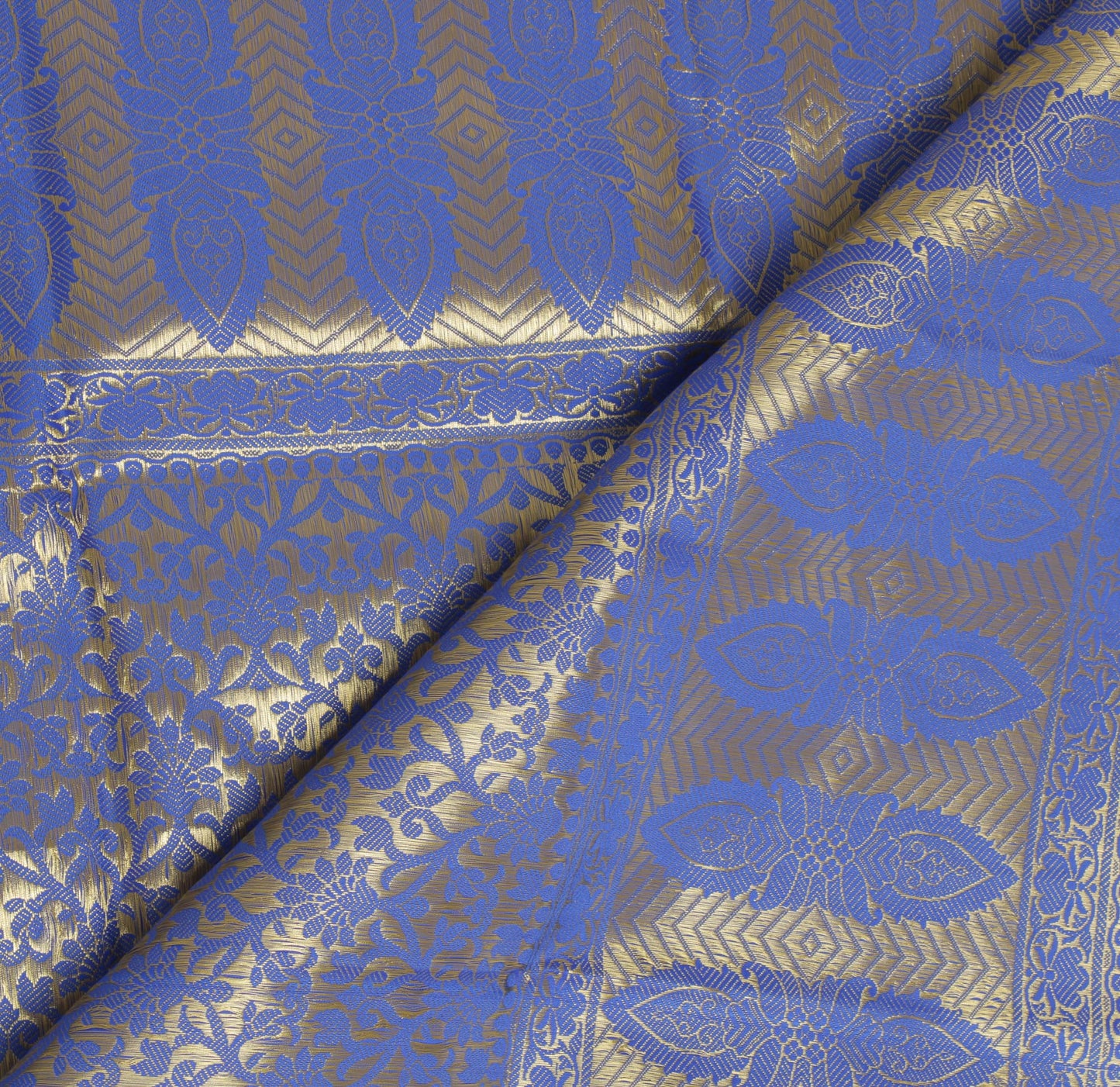 Blue Banarasi Dupatta Indian Art Silk Woven Zari Brocade Long Stole Scarves