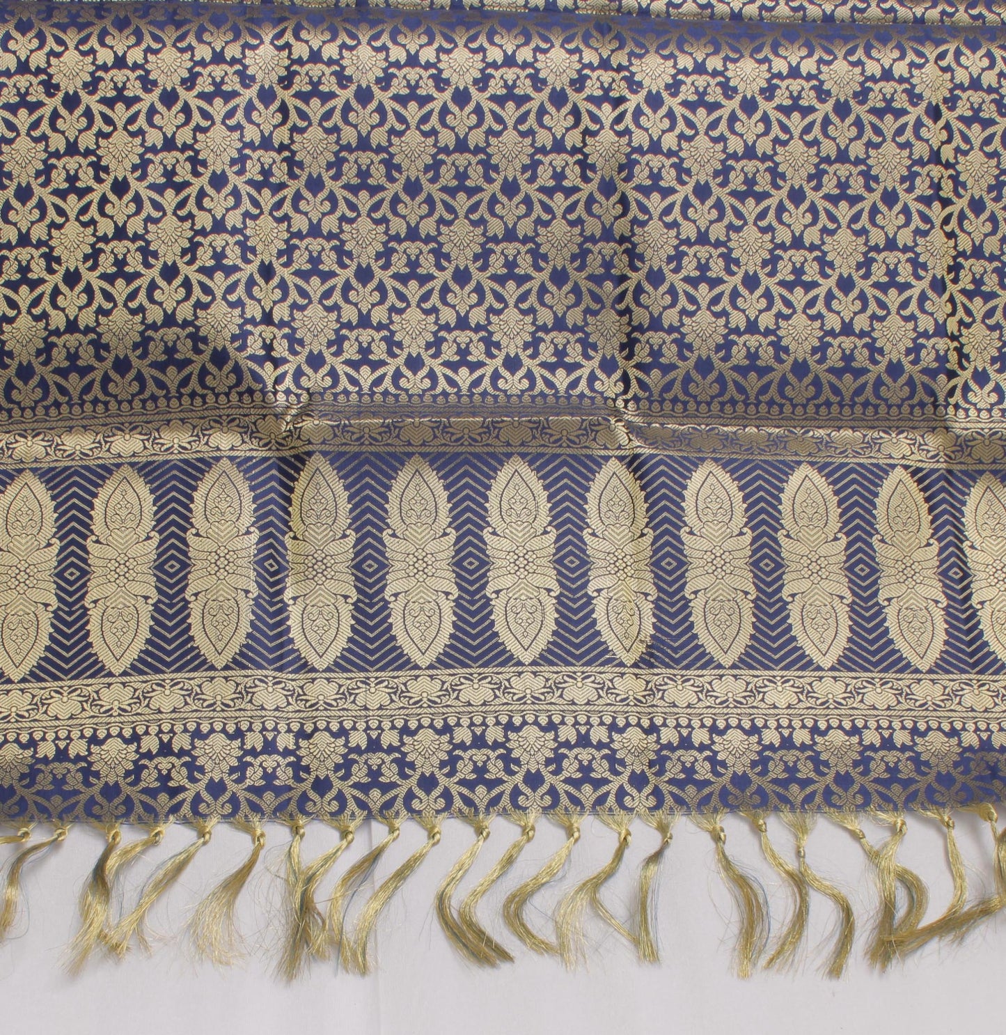 Blue Banarasi Dupatta Indian Art Silk Woven Zari Brocade Long Stole Scarves
