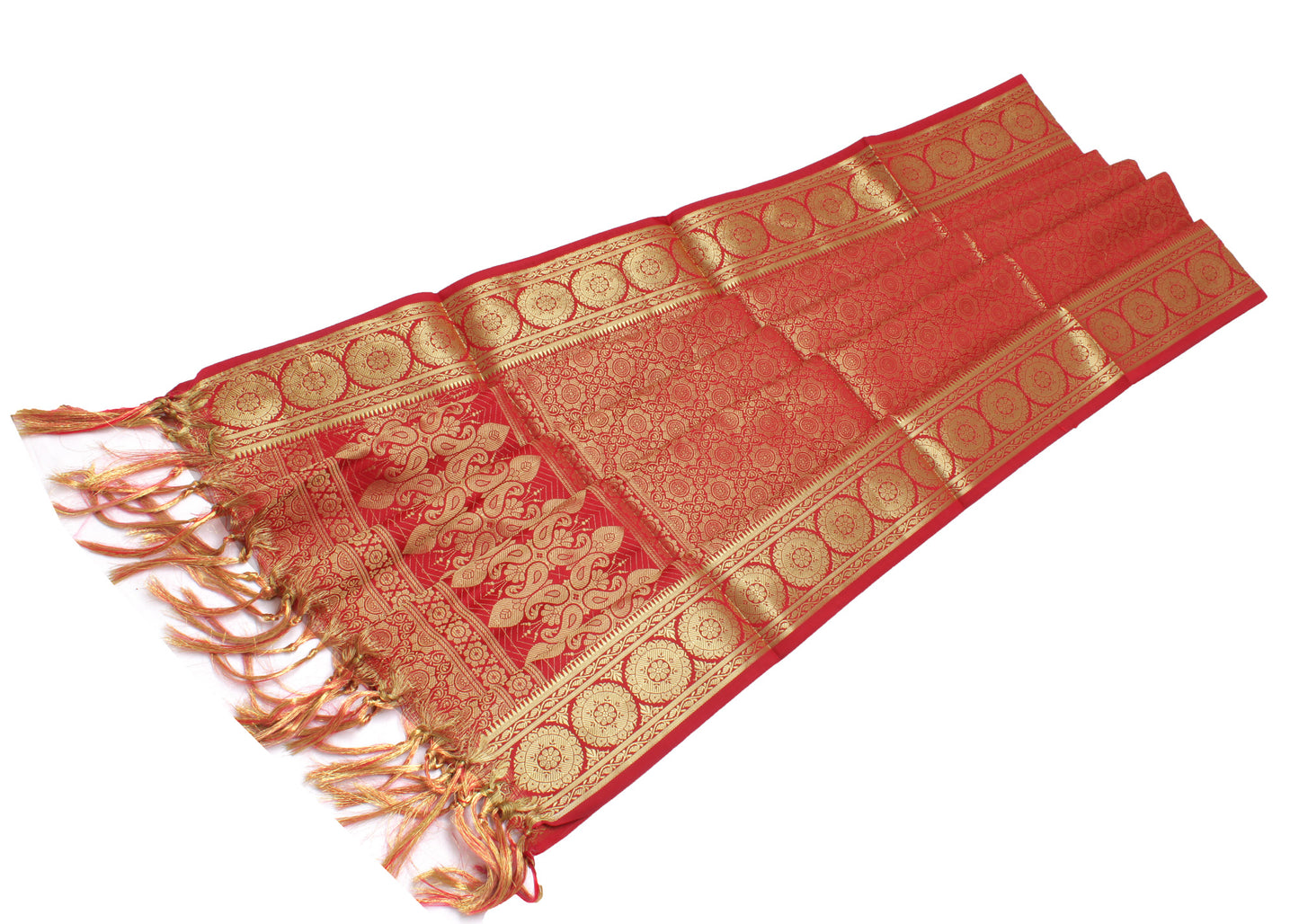 Red Banarasi Dupatta Indian Art Silk Woven Zari Brocade Long Stole Scarves