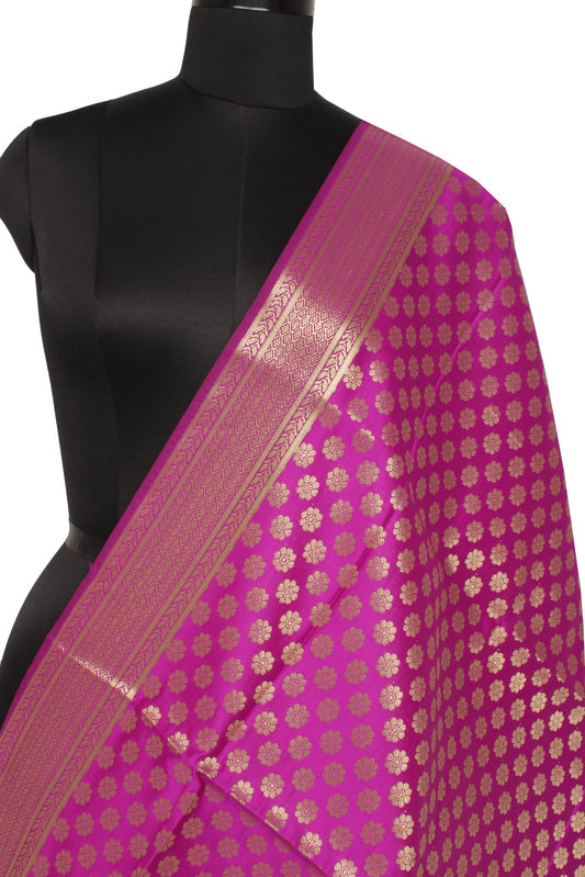 Purple Banarasi Dupatta Indian Art Silk Woven Zari Brocade Long Stole Scarves