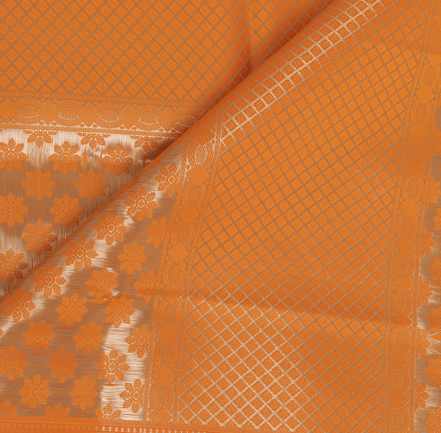 Orange Banarasi Dupatta Indian Art Silk Woven Zari Brocade Long Stole Scarves