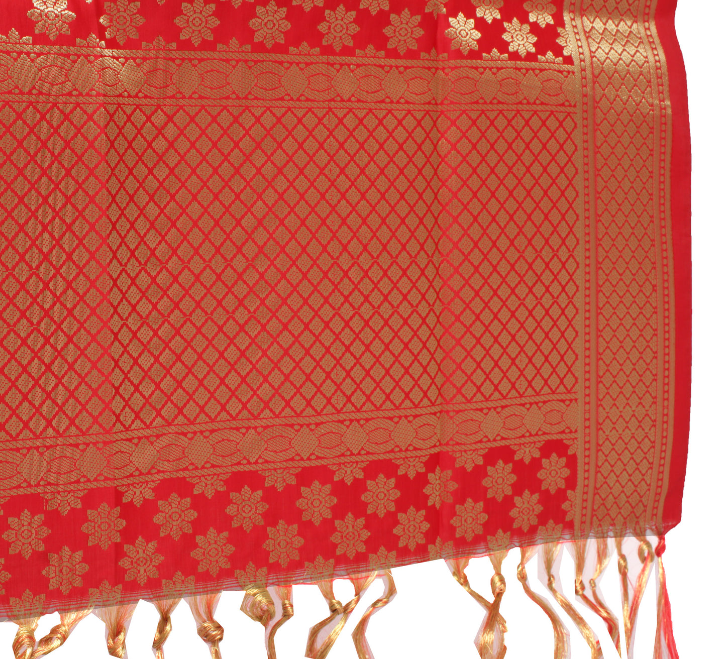Red Banarasi Dupatta Indian Art Silk Woven Zari Brocade Long Stole Scarves Veil