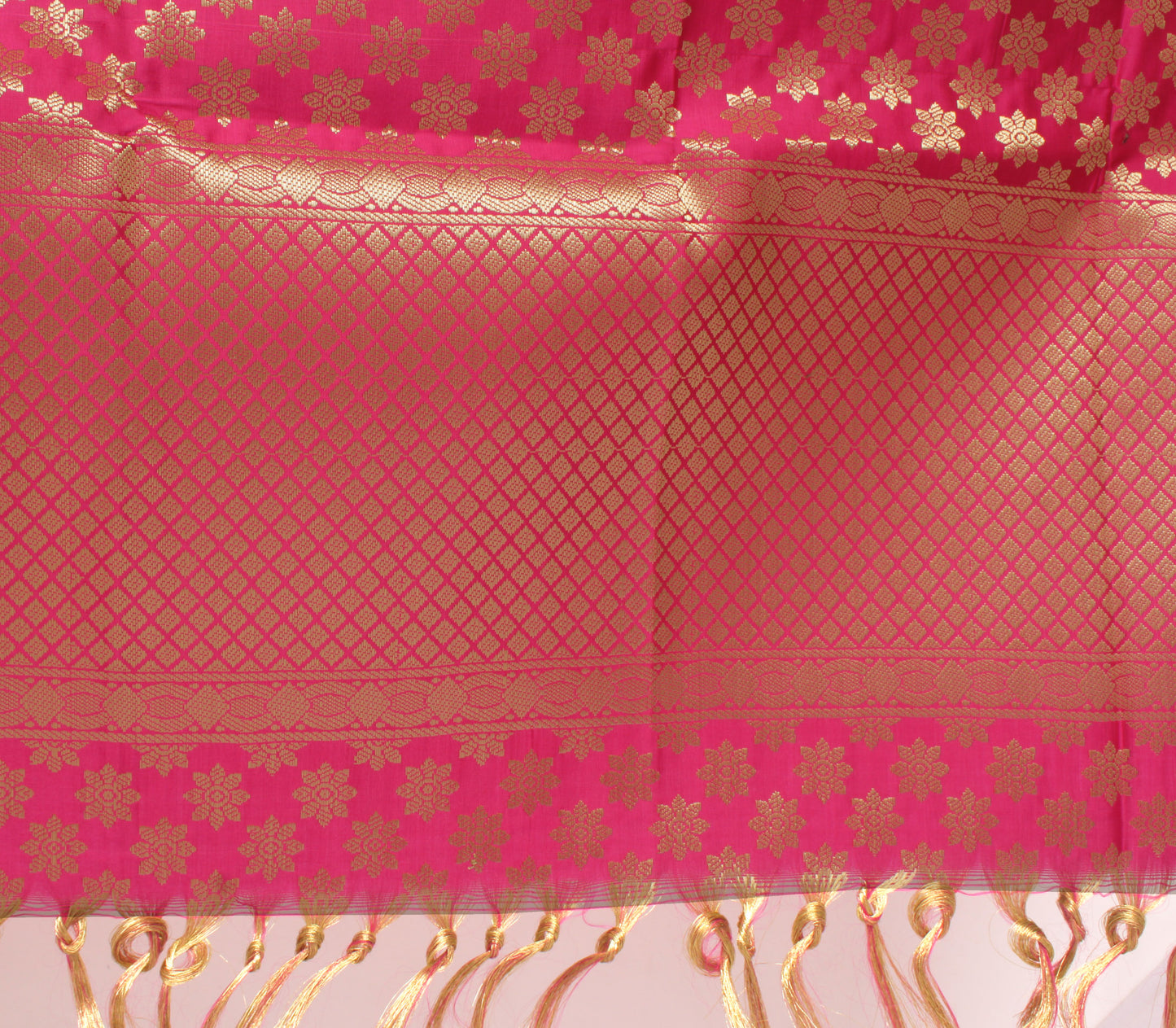 Hot Pink Banarasi Dupatta Indian Art Silk Woven Zari Brocade Long Stole Scarves