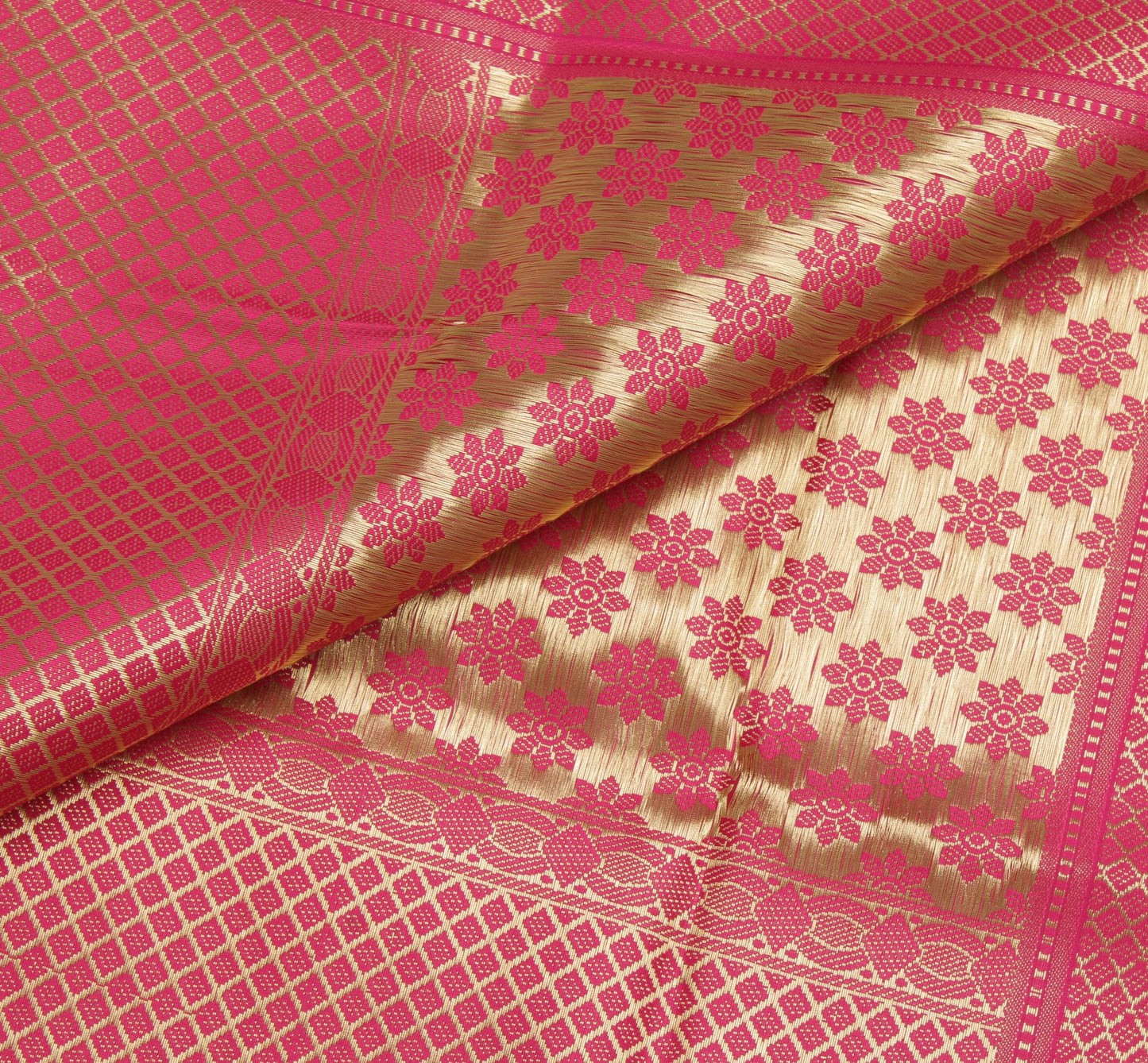 Hot Pink Banarasi Dupatta Indian Art Silk Woven Zari Brocade Long Stole Scarves