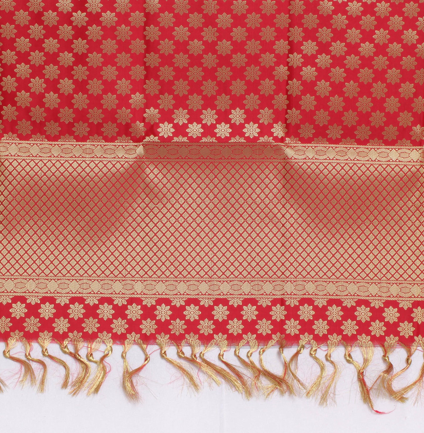 Red Banarasi Dupatta Indian Art Silk Woven Zari Brocade Long Stole Scarves