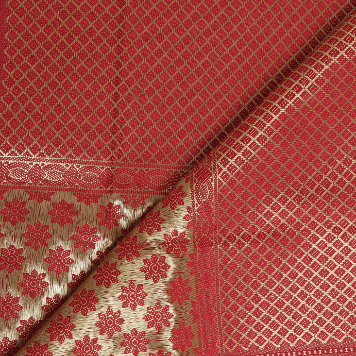 Red Banarasi Dupatta Indian Art Silk Woven Zari Brocade Long Stole Scarves