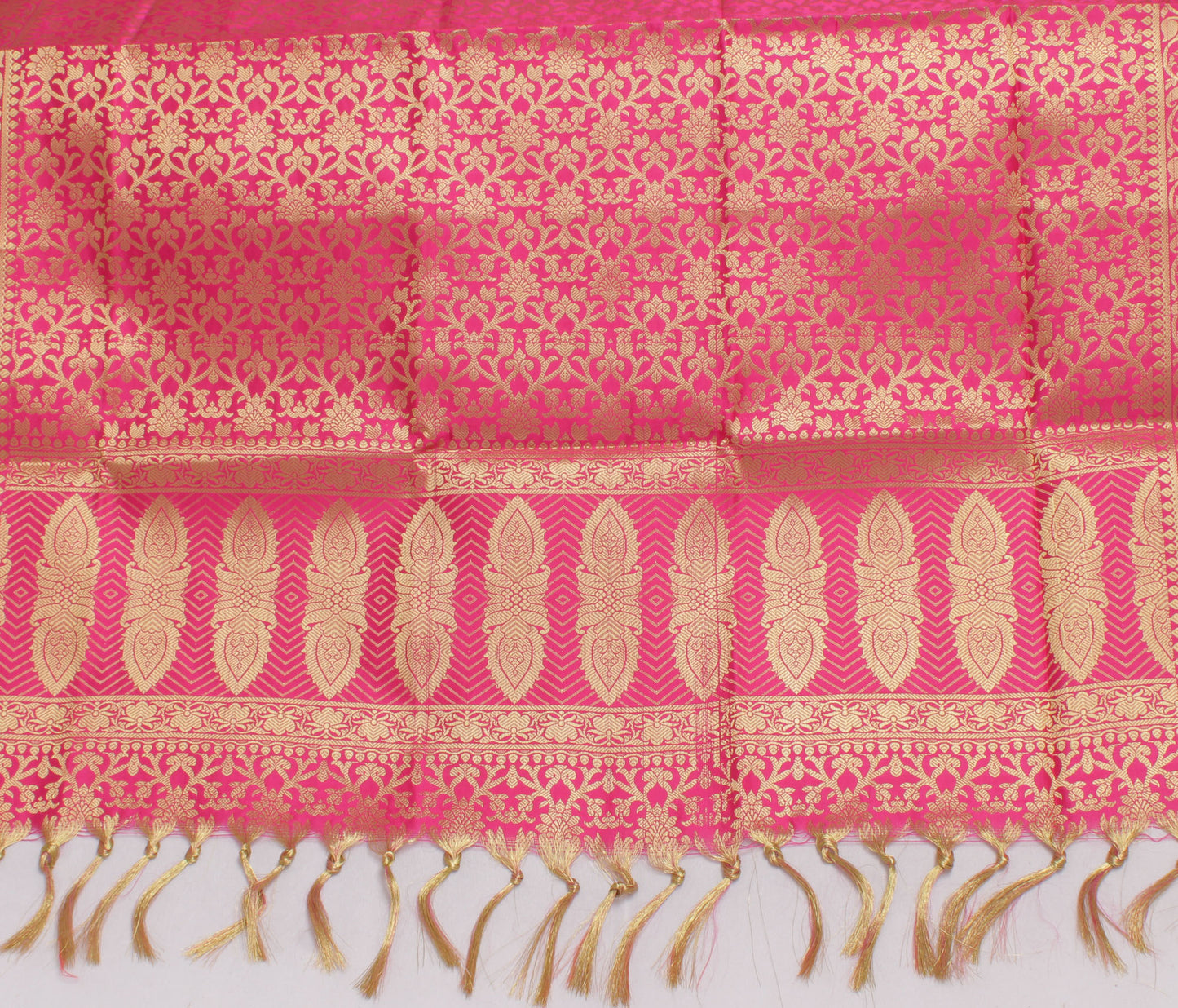 Pink Banarasi Dupatta Indian Art Silk Woven Zari Brocade Long Stole Scarves
