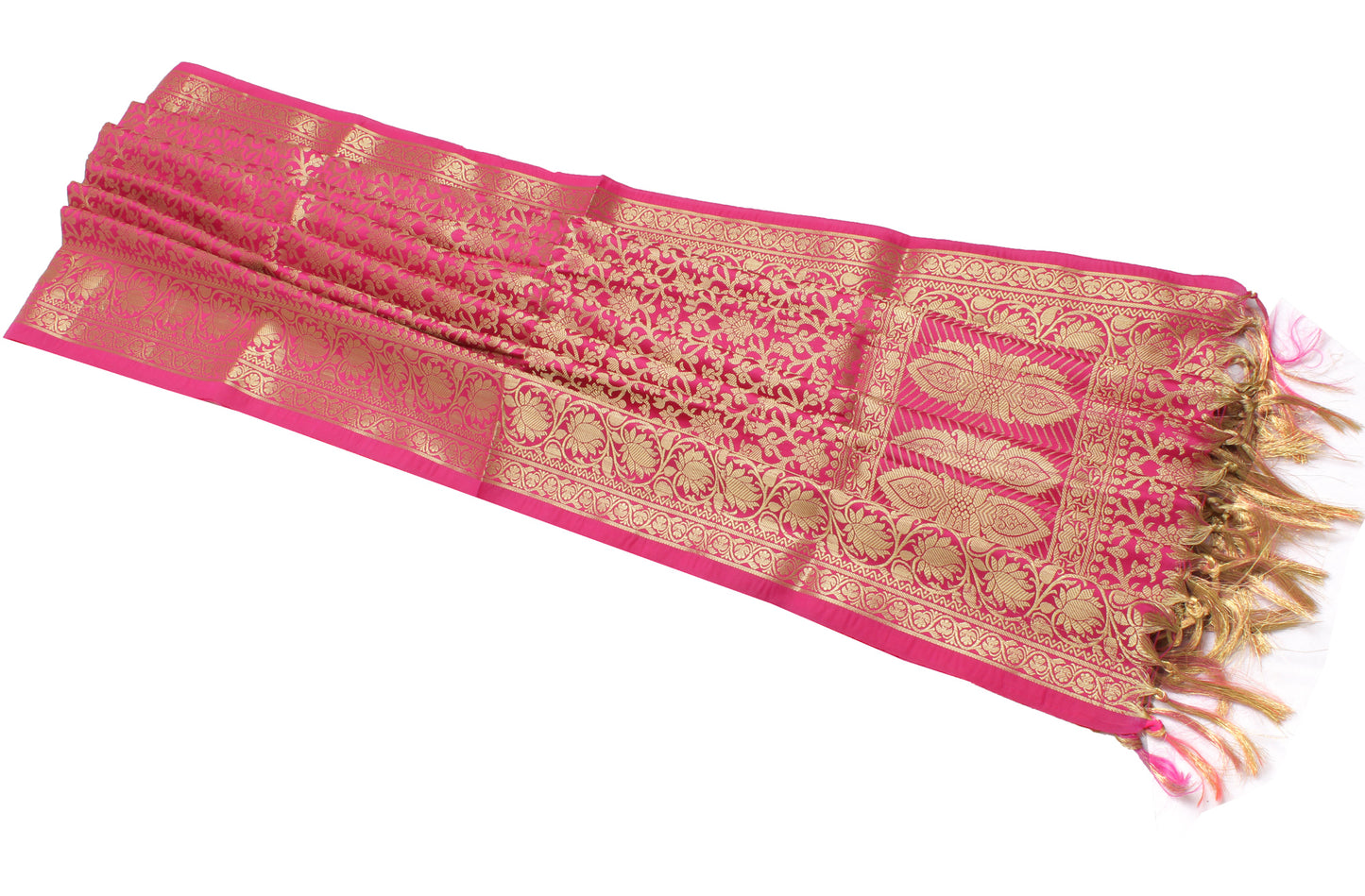 Pink Banarasi Dupatta Indian Art Silk Woven Zari Brocade Long Stole Scarves