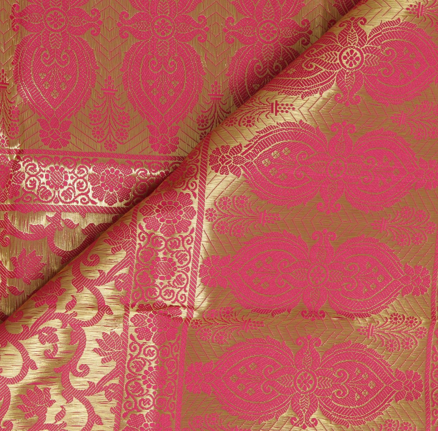 Hot Pink Banarasi Dupatta Indian Art Silk Woven Zari Brocade Long Stole Scarves