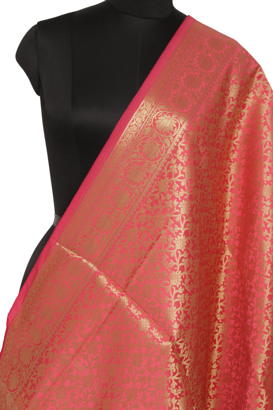 Peach Banarasi Dupatta Indian Art Silk Woven Zari Brocade Long Stole Scarves