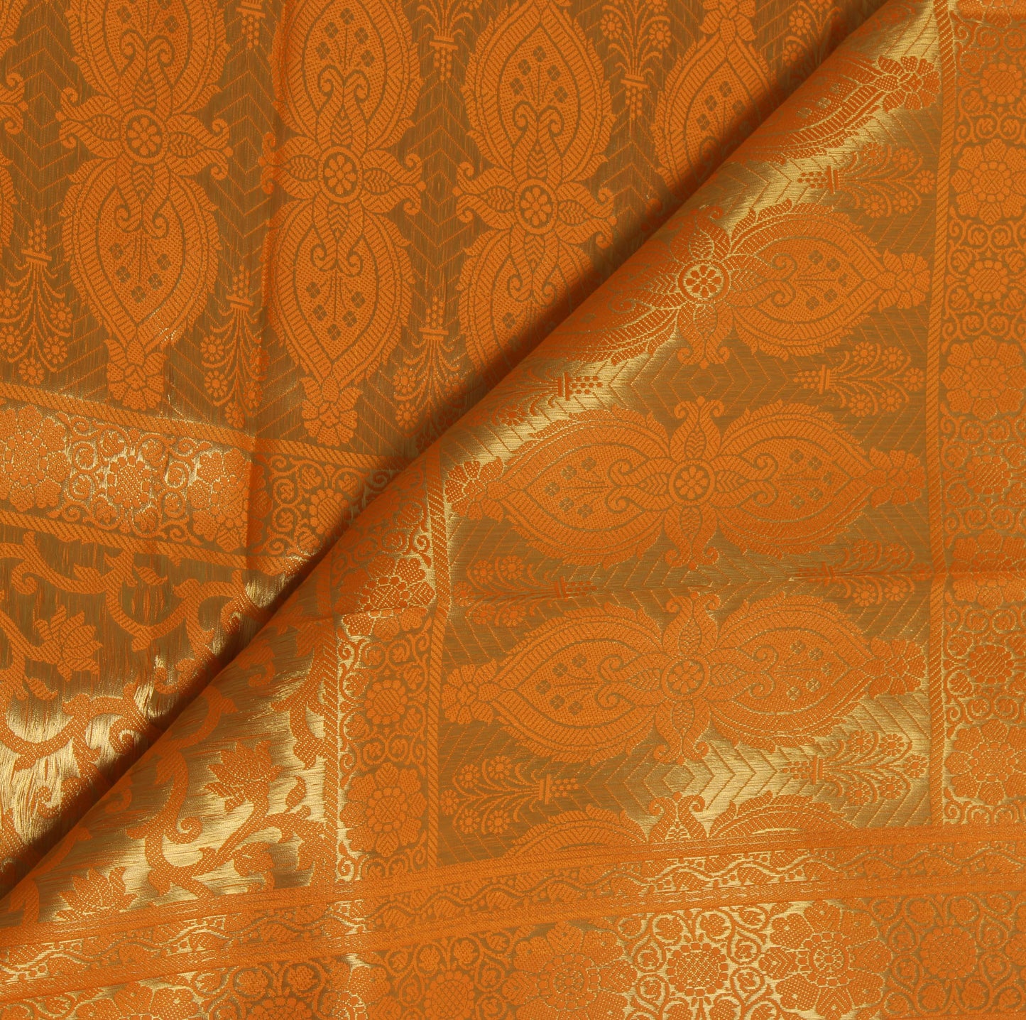 Orange Banarasi Dupatta Indian Art Silk Woven Zari Brocade Long Stole Scarves