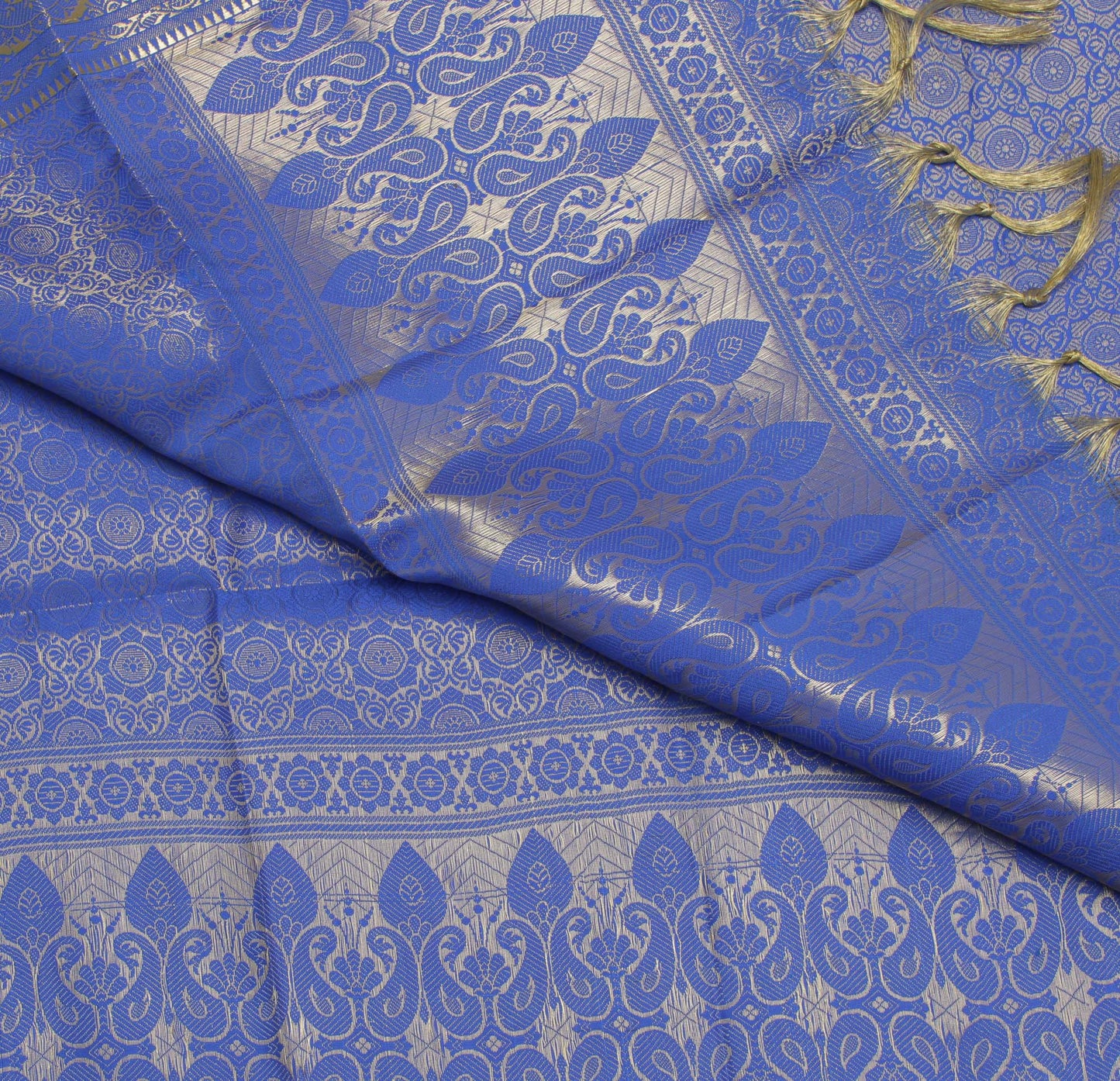 Blue Banarasi Dupatta Indian Art Silk Woven Zari Brocade Long Stole Scarves