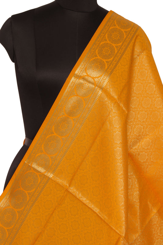 Yellow Banarasi Dupatta Indian Art Silk Woven Zari Brocade Long Stole Scarves