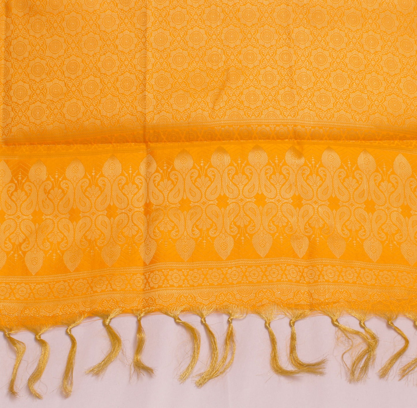 Yellow Banarasi Dupatta Indian Art Silk Woven Zari Brocade Long Stole Scarves