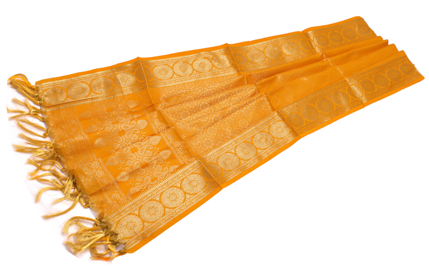Yellow Banarasi Dupatta Indian Art Silk Woven Zari Brocade Long Stole Scarves