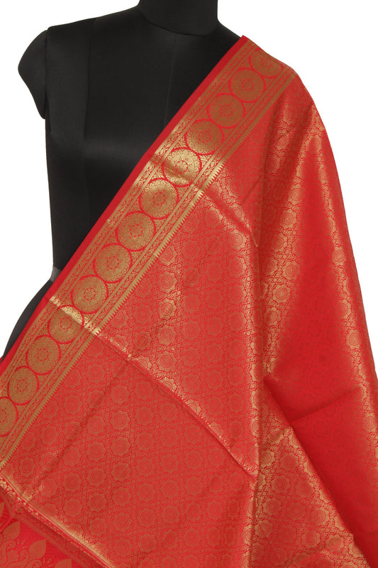 Floral Banarasi Dupatta Indian Art Silk Woven Zari Brocade Long Stole Scarves