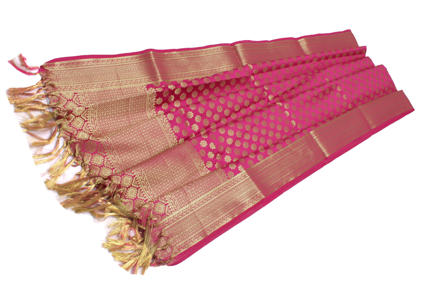 Pink Banarasi Dupatta Indian Art Silk Woven Zari Brocade Long Stole Scarves