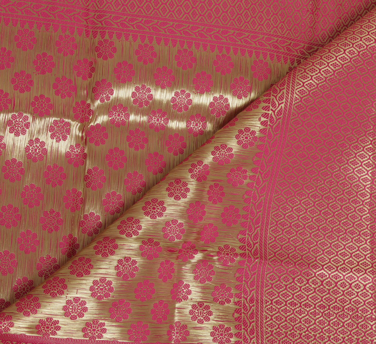 Pink Banarasi Dupatta Indian Art Silk Woven Zari Brocade Long Stole Scarves