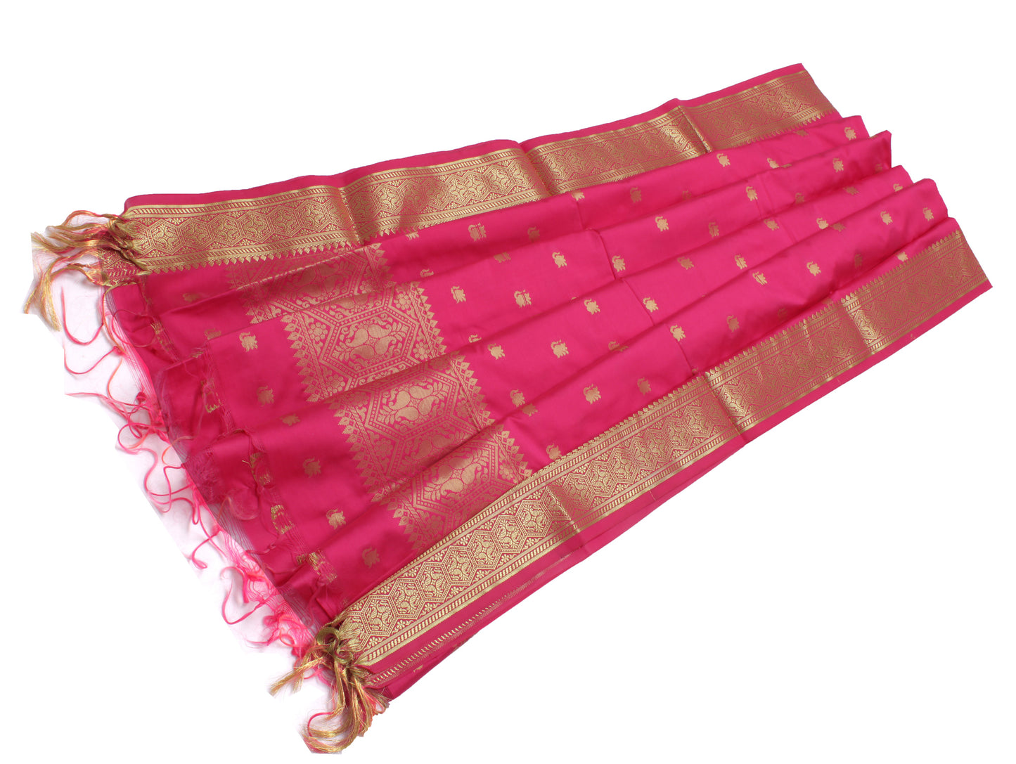 Pink Banarasi Dupatta Indian Art Silk Woven Zari Brocade Long Stole Scarves