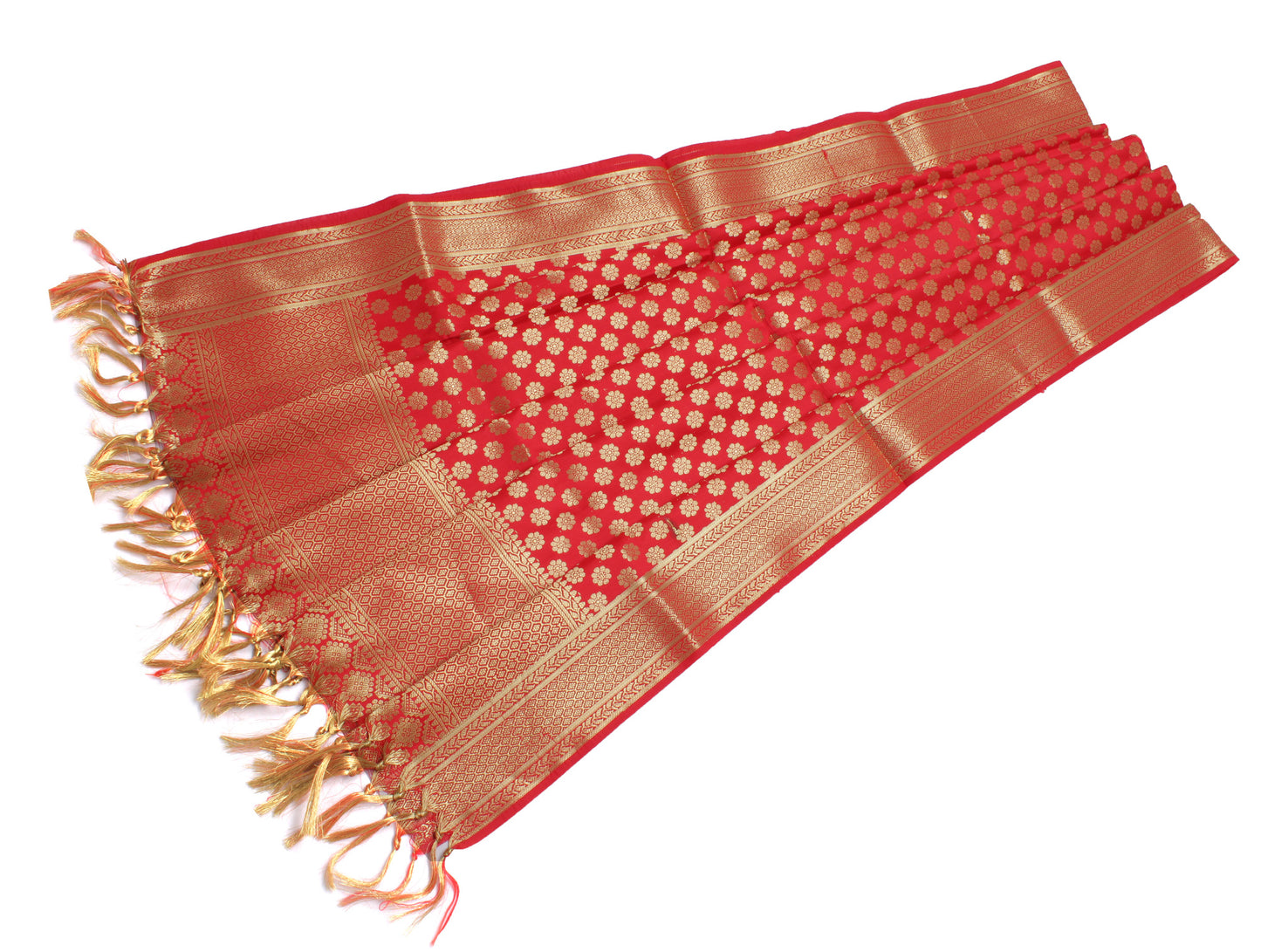Red Banarasi Dupatta Indian Art Silk Woven Zari Brocade Long Stole Scarves