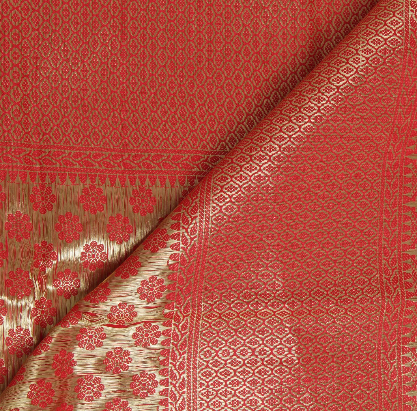 Red Banarasi Dupatta Indian Art Silk Woven Zari Brocade Long Stole Scarves