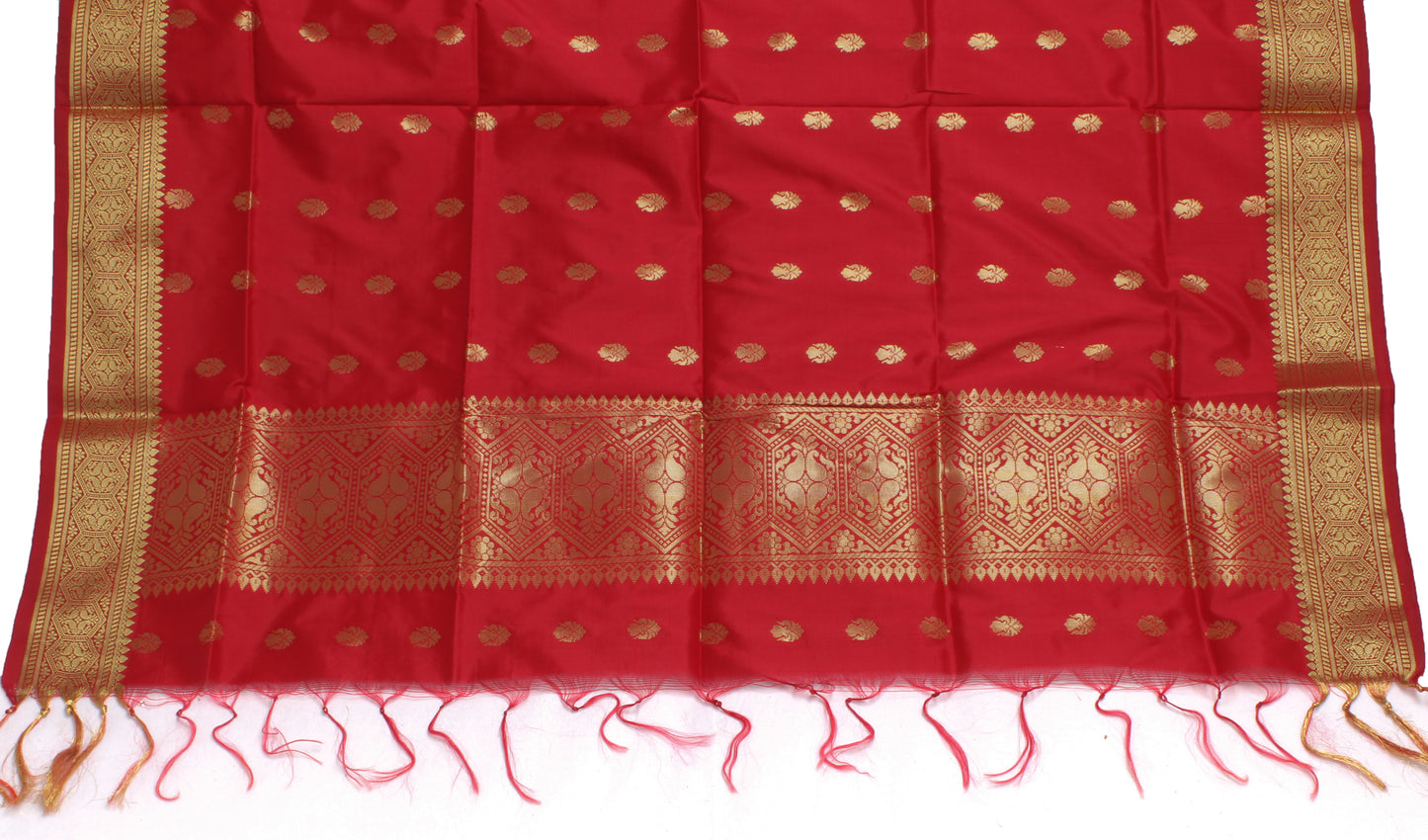 Red Banarasi Dupatta Indian Art Silk Woven Zari Brocade Long Stole Scarves Veil