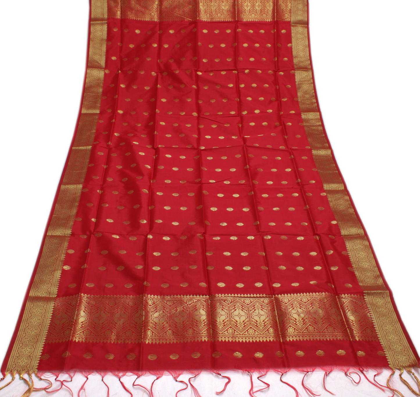 Red Banarasi Dupatta Indian Art Silk Woven Zari Brocade Long Stole Scarves Veil