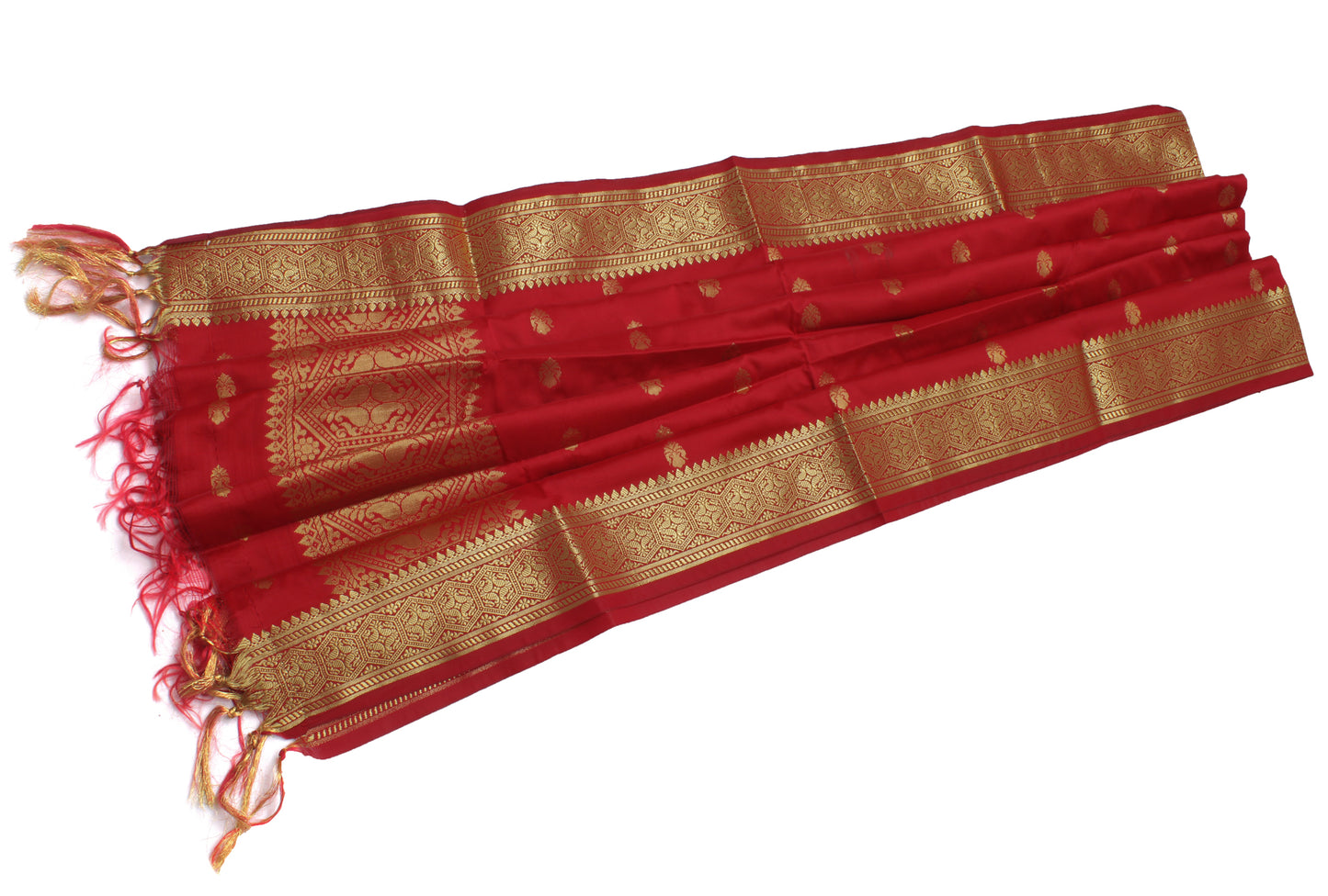 Red Banarasi Dupatta Indian Art Silk Woven Zari Brocade Long Stole Scarves Veil