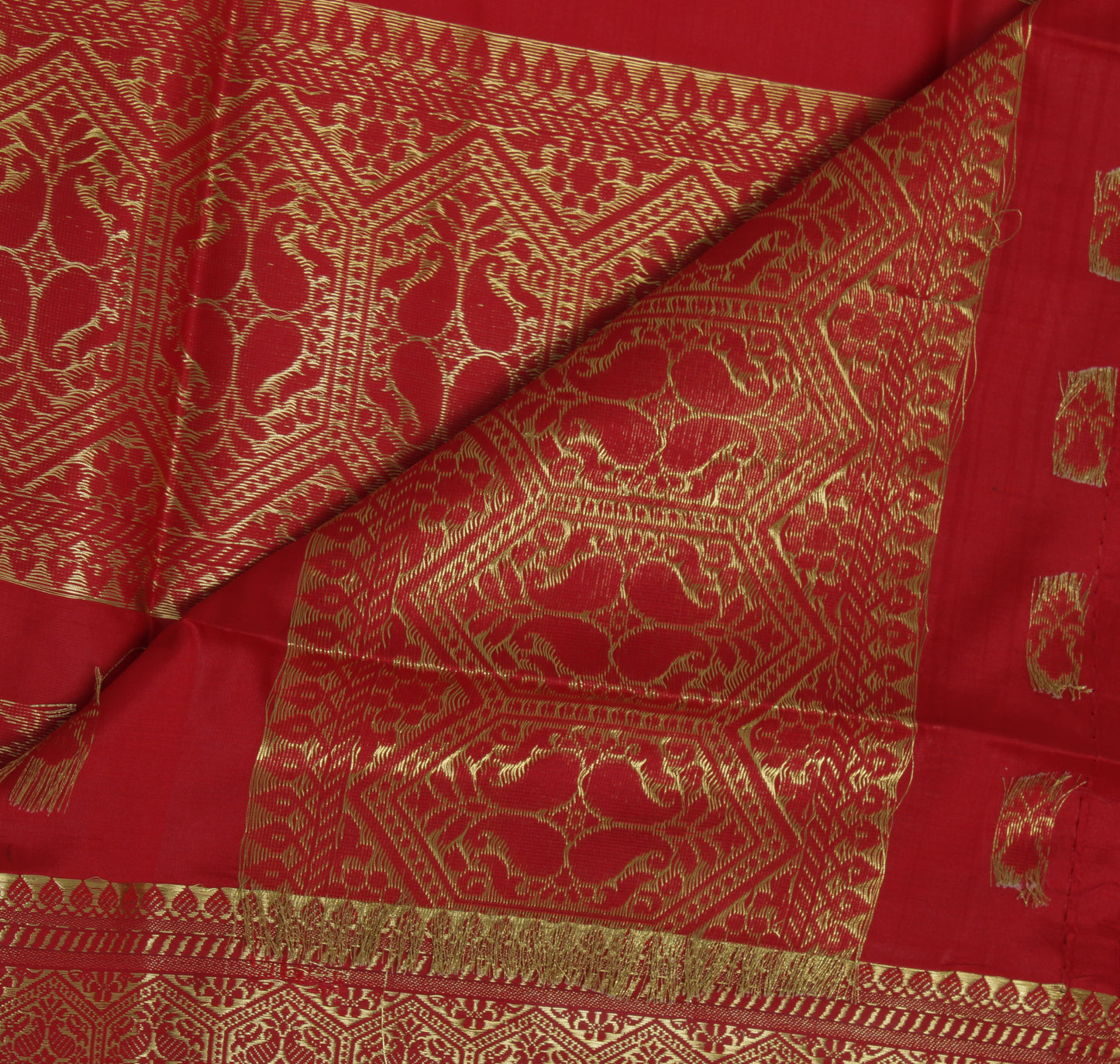 Red Banarasi Dupatta Indian Art Silk Woven Zari Brocade Long Stole Scarves Veil