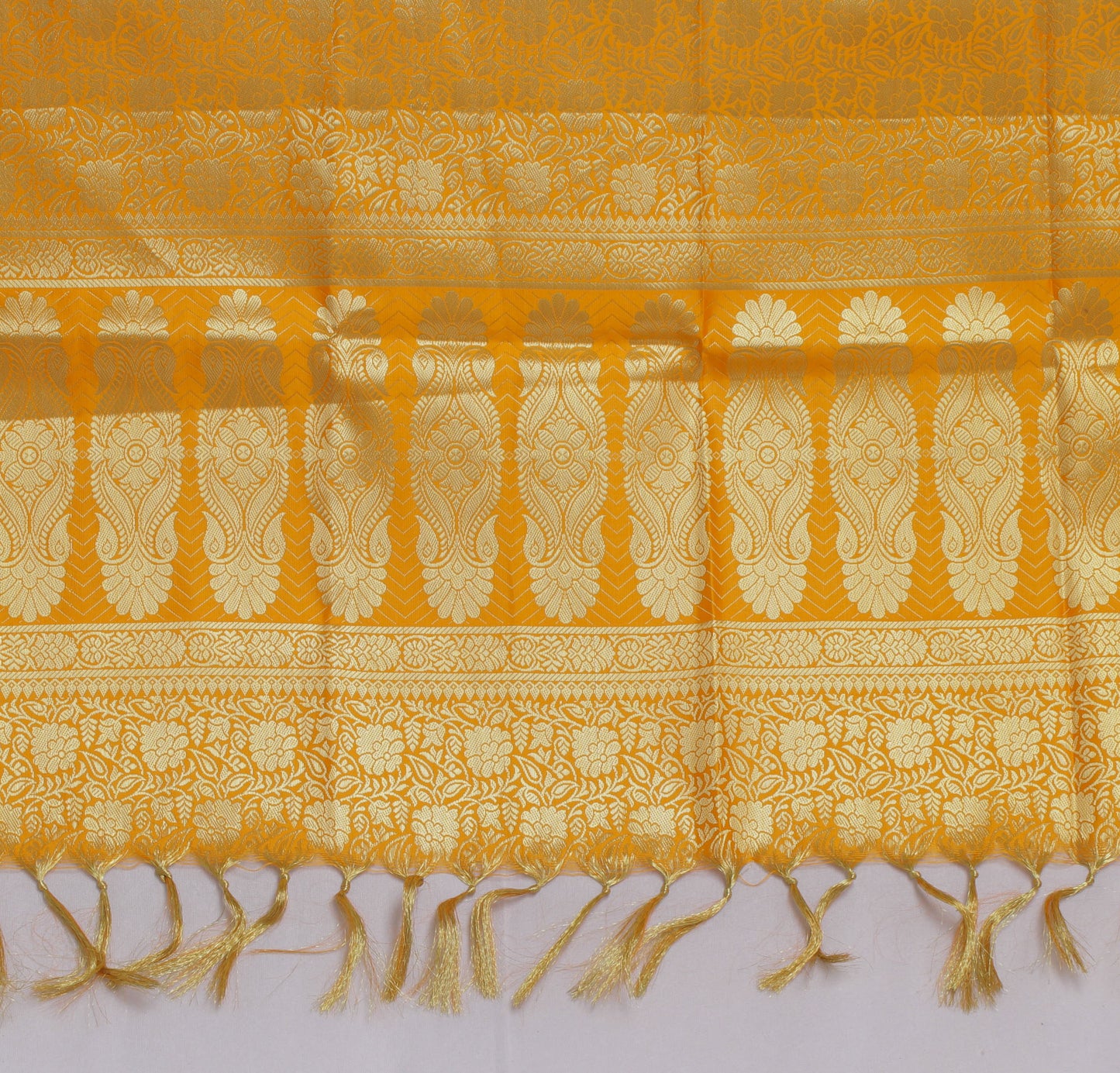 Yellow Banarasi Dupatta Indian Art Silk Woven Zari Brocade Long Stole Scarves