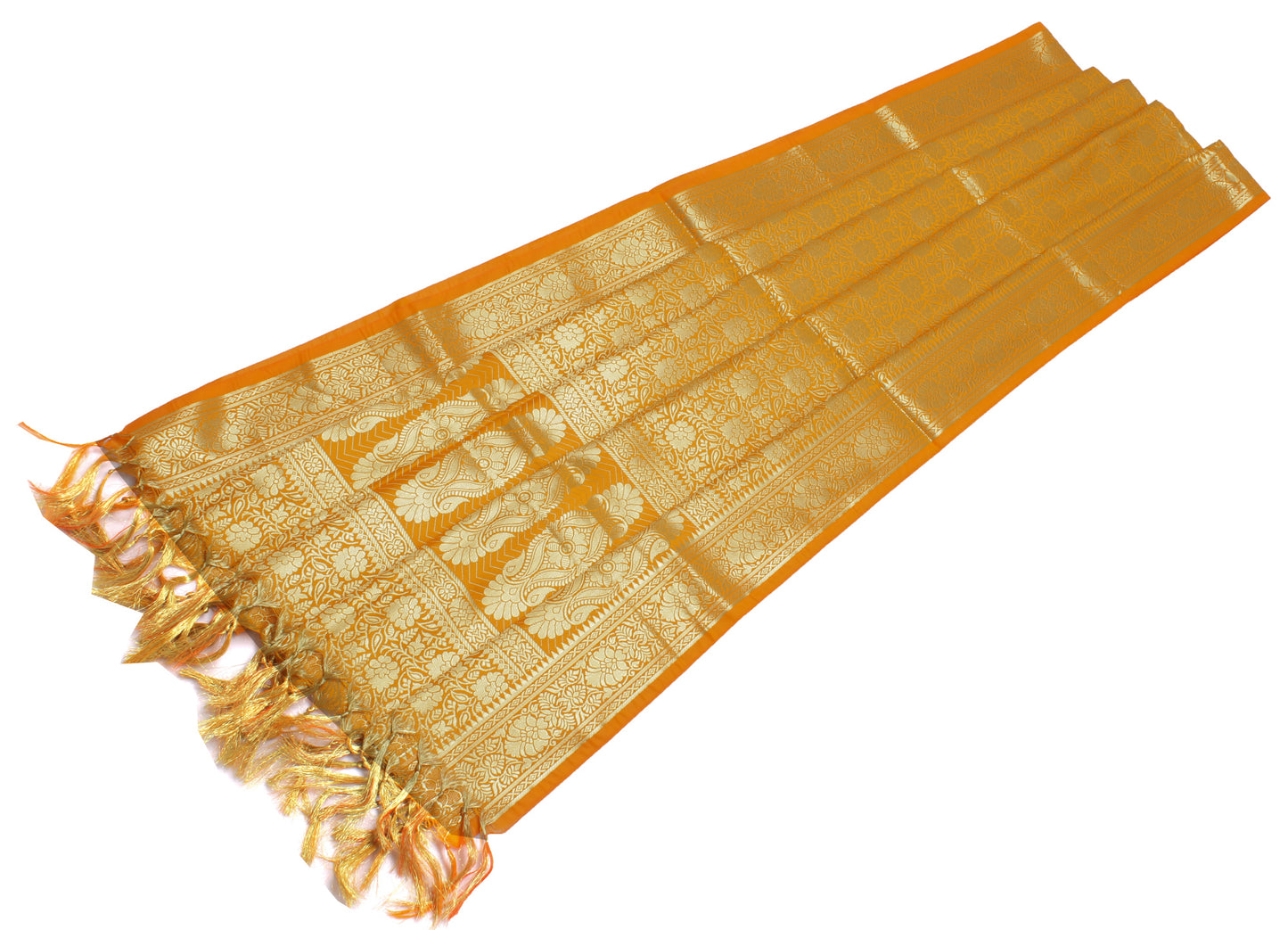 Yellow Banarasi Dupatta Indian Art Silk Woven Zari Brocade Long Stole Scarves