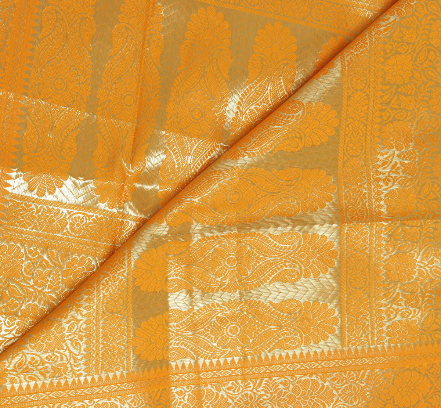 Yellow Banarasi Dupatta Indian Art Silk Woven Zari Brocade Long Stole Scarves