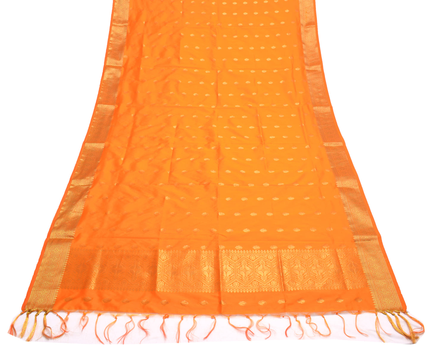 Orange Banarasi Dupatta Indian Art Silk Woven Zari Brocade Long Stole Scarves