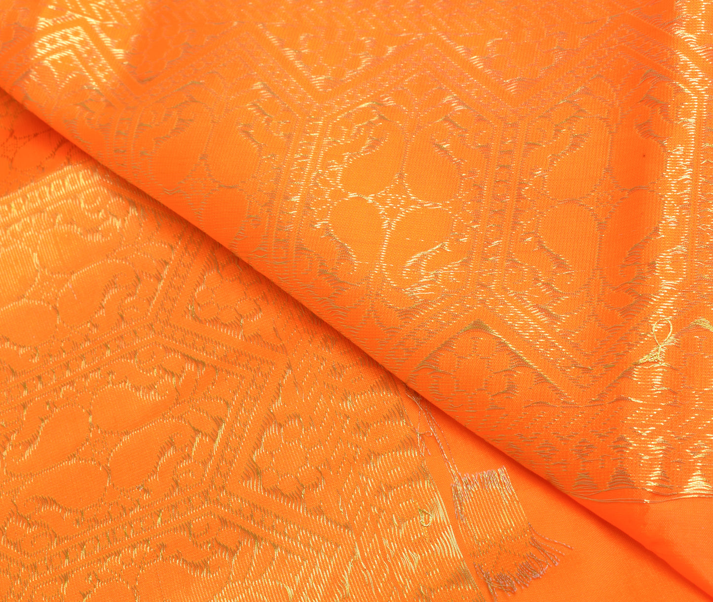 Orange Banarasi Dupatta Indian Art Silk Woven Zari Brocade Long Stole Scarves
