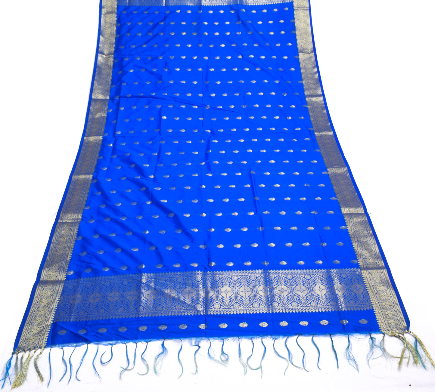 Blue Banarasi Dupatta Indian Art Silk Woven Zari Brocade Long Stole Scarves