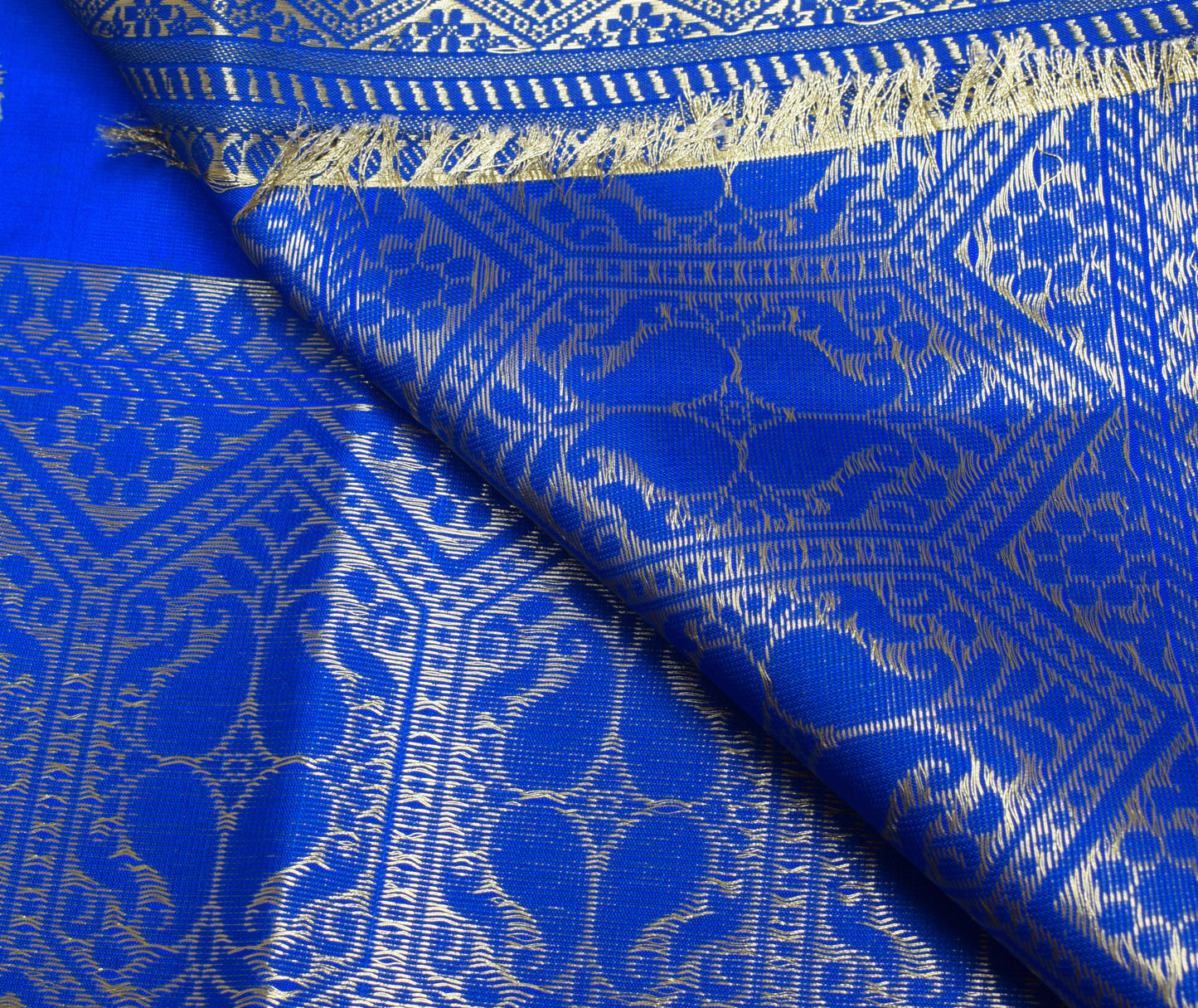 Blue Banarasi Dupatta Indian Art Silk Woven Zari Brocade Long Stole Scarves