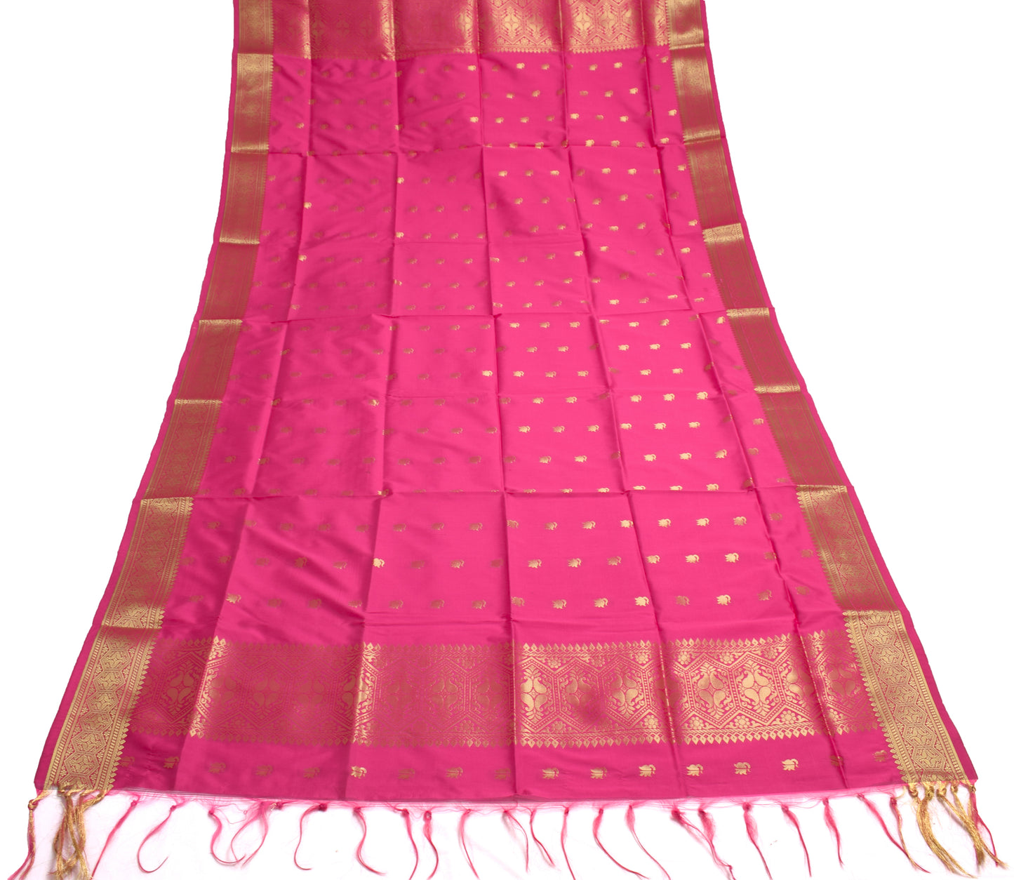 Dark Pink Banarasi Dupatta Indian Art Silk Woven Zari Brocade Long Stole Scarves
