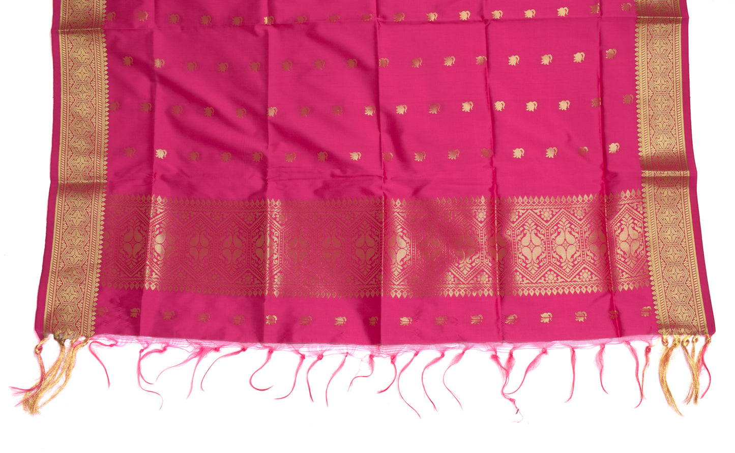 Dark Pink Banarasi Dupatta Indian Art Silk Woven Zari Brocade Long Stole Scarves